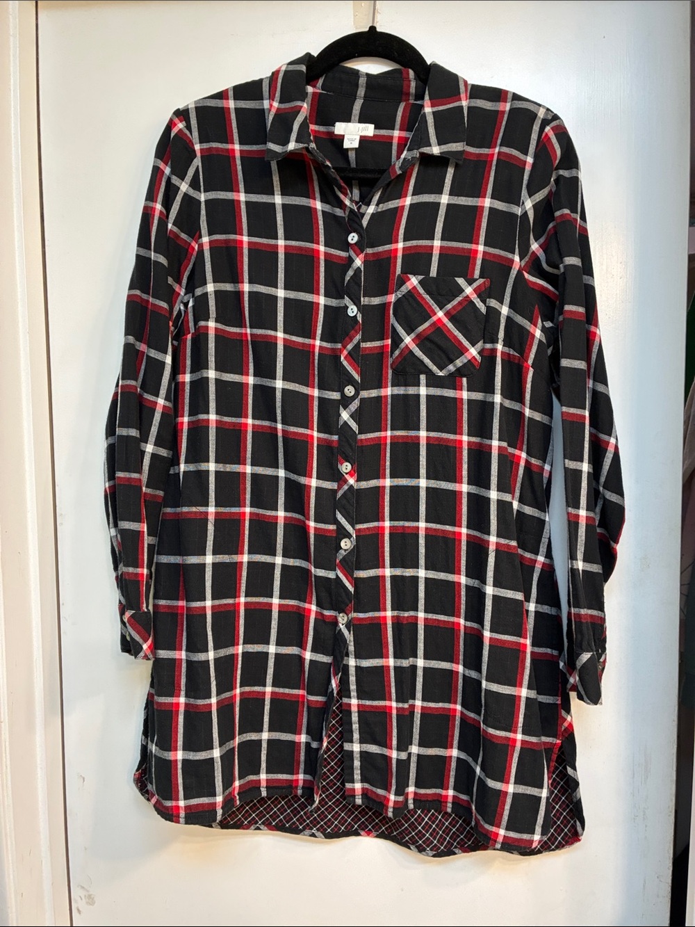 J. Jill Black, Red and White Plaid Button-Up Shirt